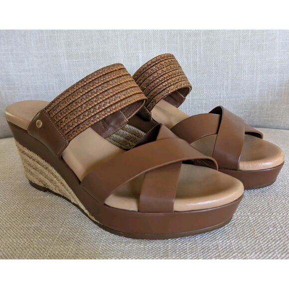 UGG Womens Adriana Wedge Platform Sandal Brown US Size 8 EU 39 Excellent - Picture 3 of 9